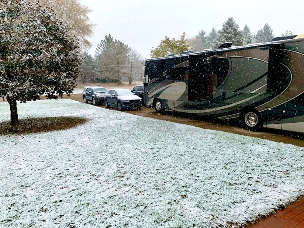 Blog photo Camping Ideas and Tips from the Hagens Thor Venetian Class A Diesel Pusher RV in the snow