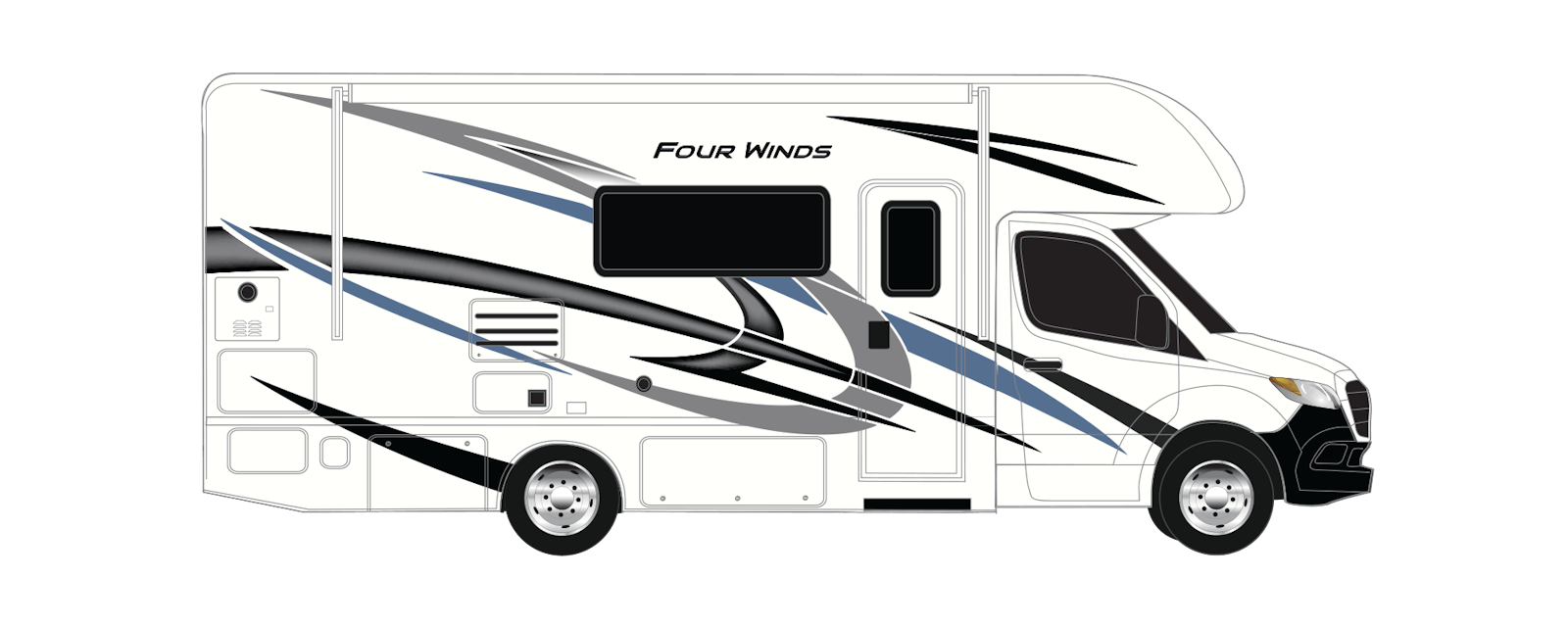 2022 Thor Four Winds Mercedes Sprinter RV Blue Horizon Standard Graphics Exterior Artwork