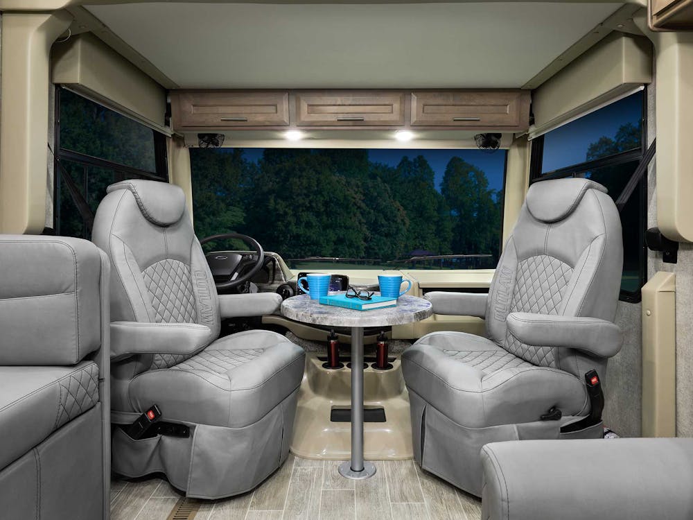 2022 Thor Outlaw Class A Toy Hauler RV 38MB Captain Chairs and Removable Table - Street Blues Sanibel Cabinetry