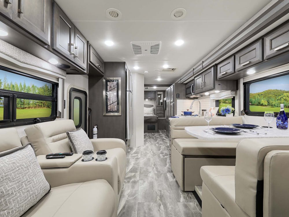 2024 Omni LV35 Mariposa with Wyndham cabinetry front to back view