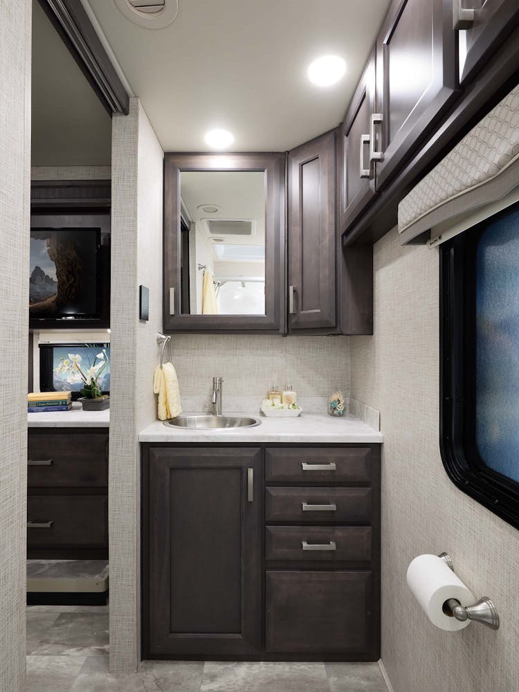 2023 Thor Challenger Class A RV 37FH Master Bath Stateroom Stone Regatta