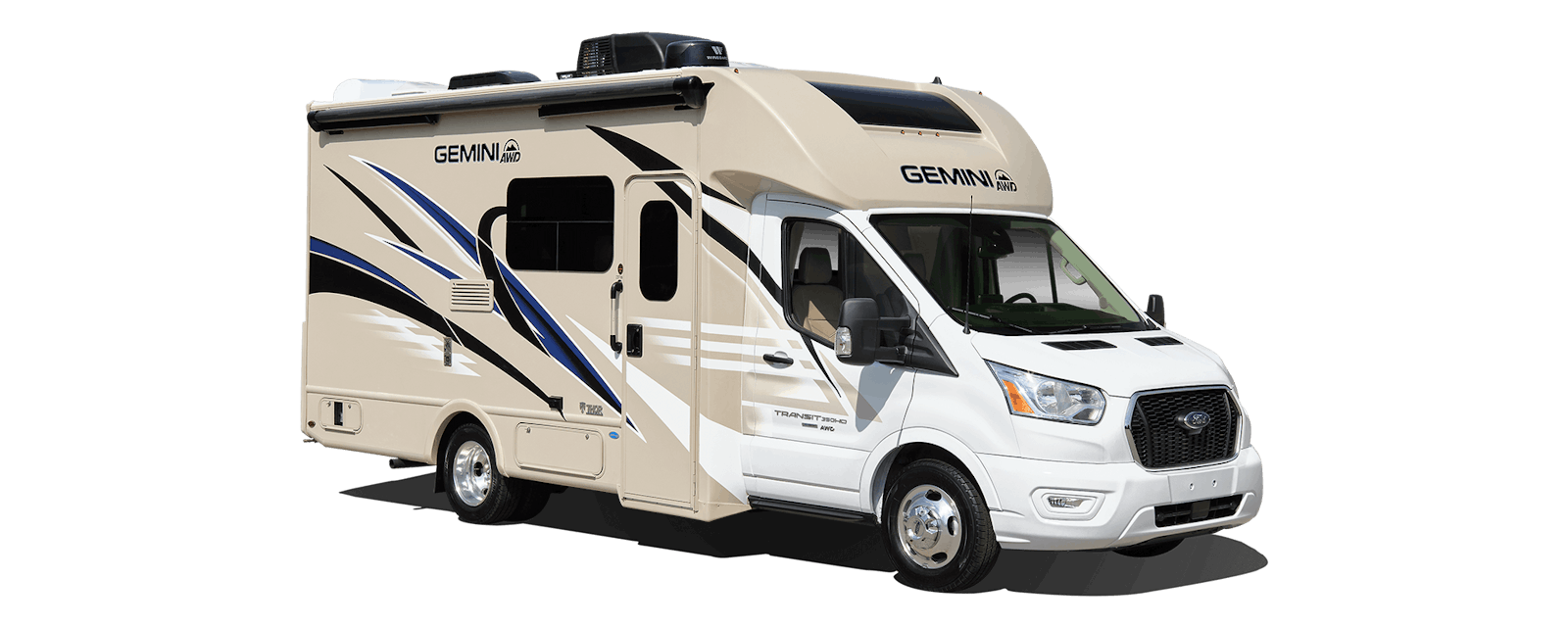 2022 Thor Gemini AWD Class B+ RV Champagne / Atlantis Blue on HD-Max® Exterior
