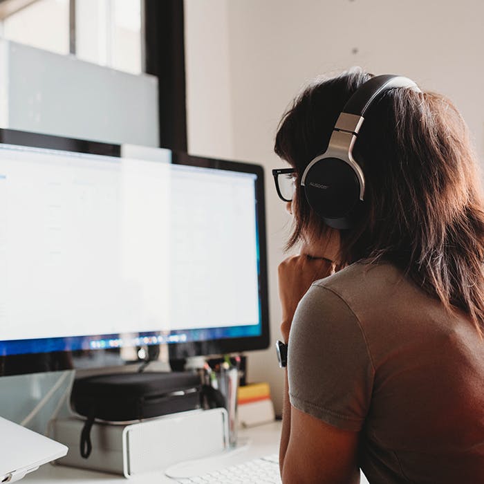Developer working at desk