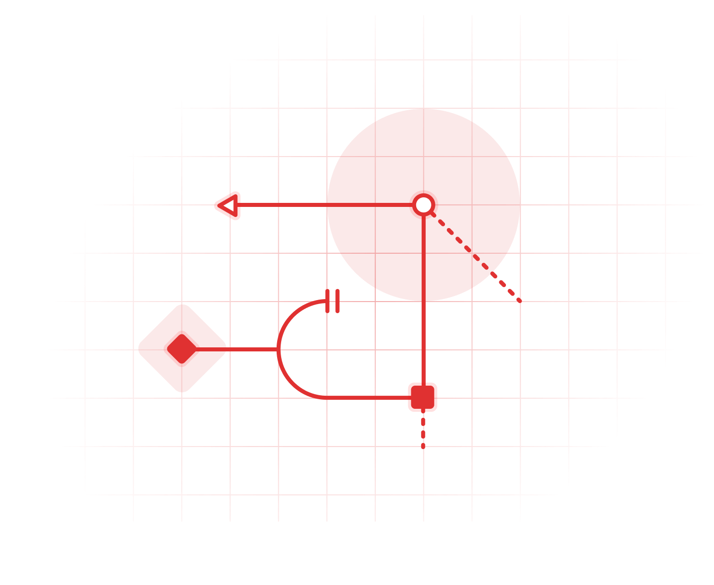 Illustration of some lines and shapes that look like an abstract circuit board.