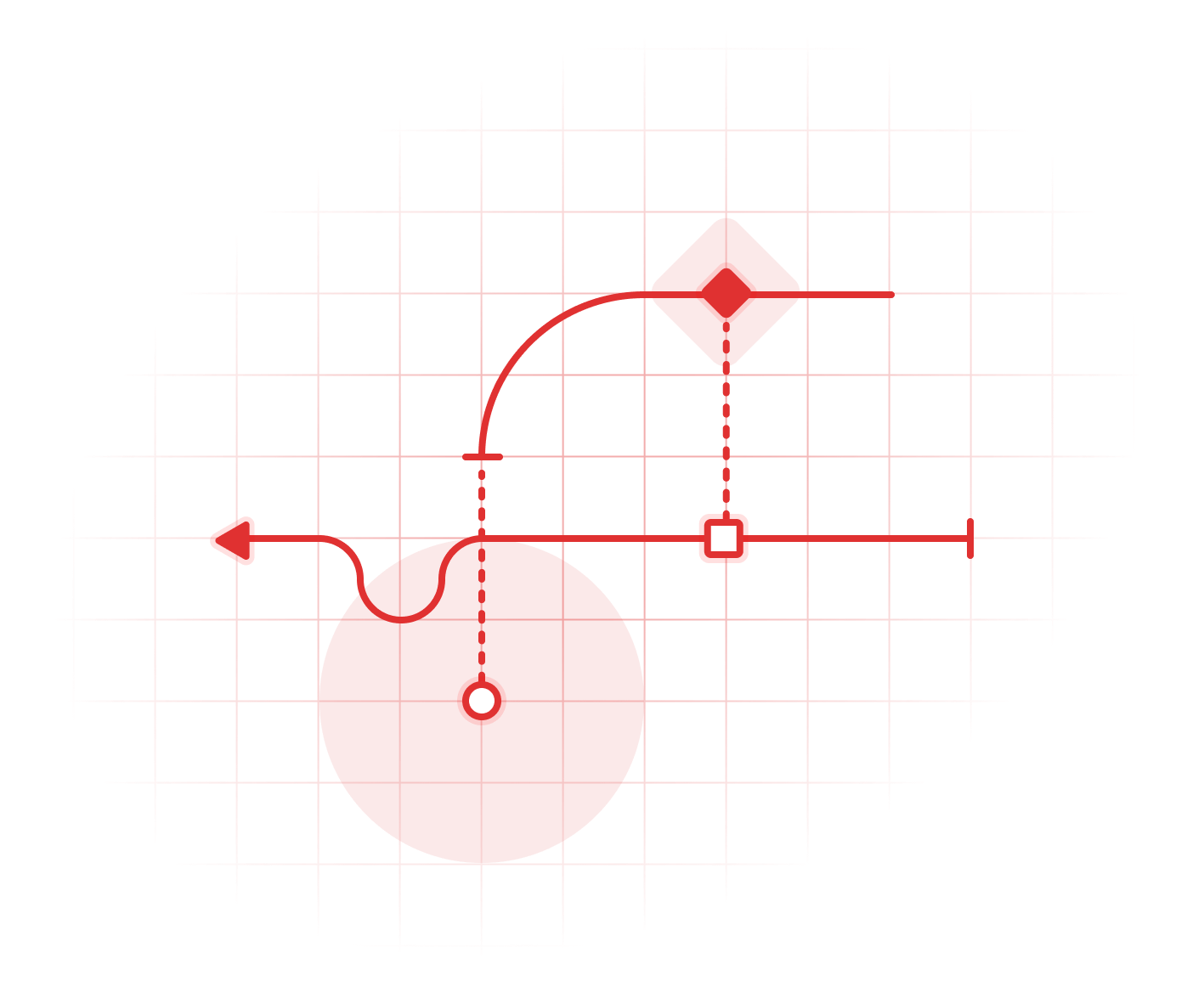 Illustration of some lines and shapes that look like an abstract circuit board.