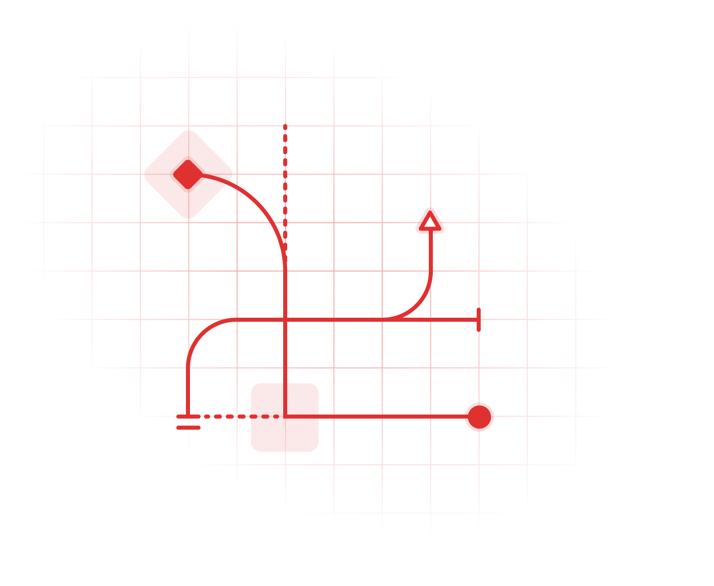 Illustration of some lines and shapes that look like an abstract circuit board.