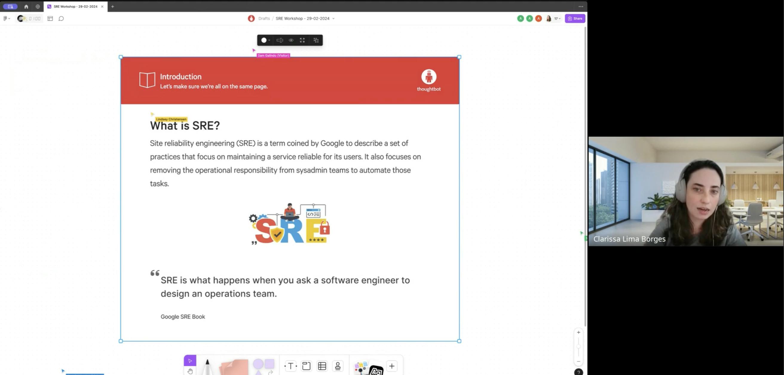 A screenshot of a video presentation with a thumbnail of a person by the right