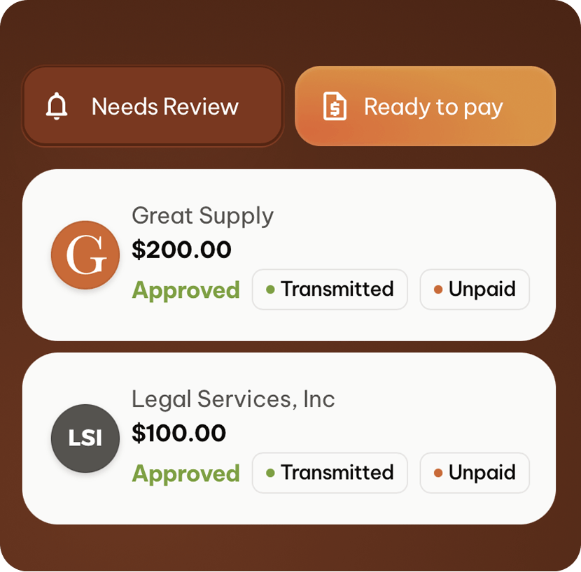 A list of invoices that are ready to pay
