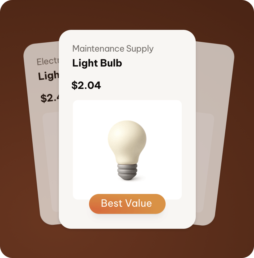 Cards with lightbulbs showing which is the best value