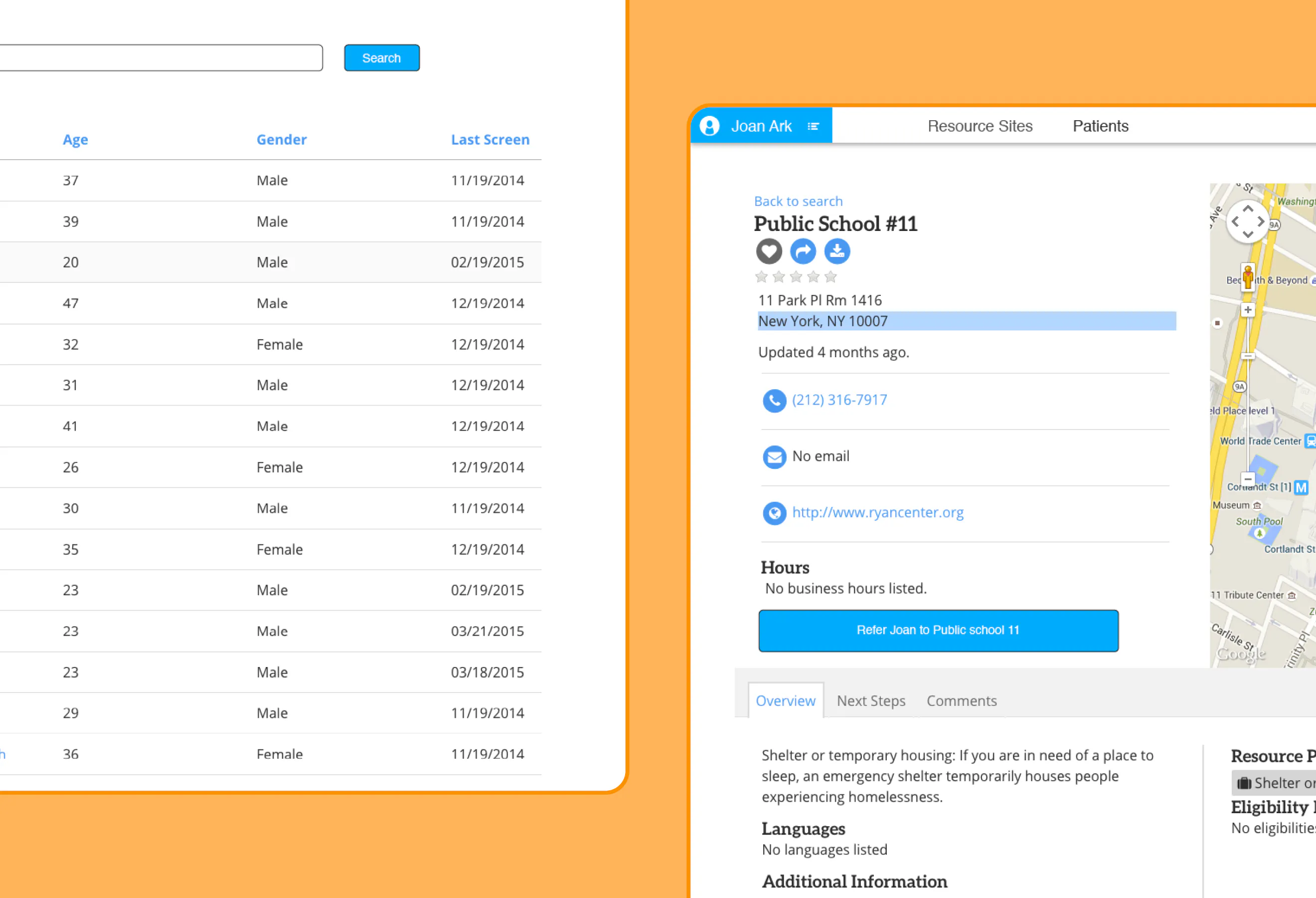 A collage of 2 healthify screens on an orange background