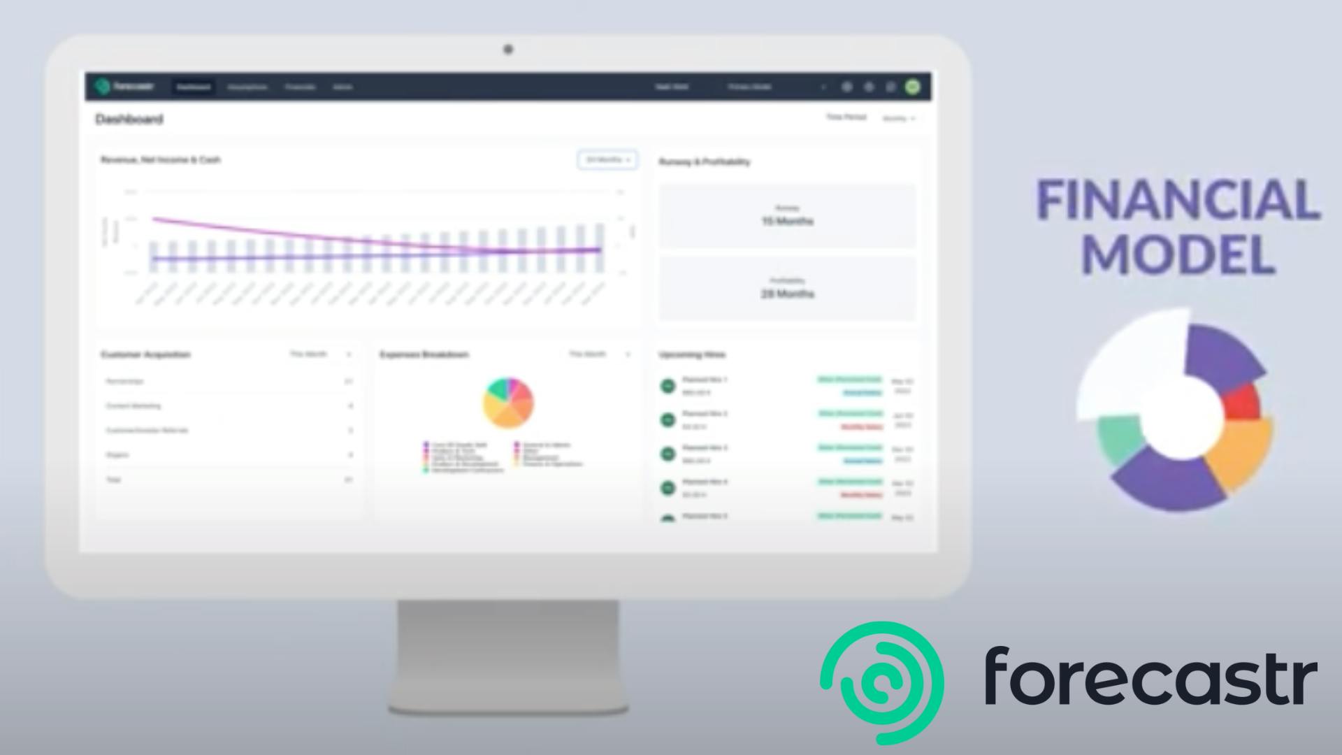Image of forecastr's financial modeling dashboard for startup companies