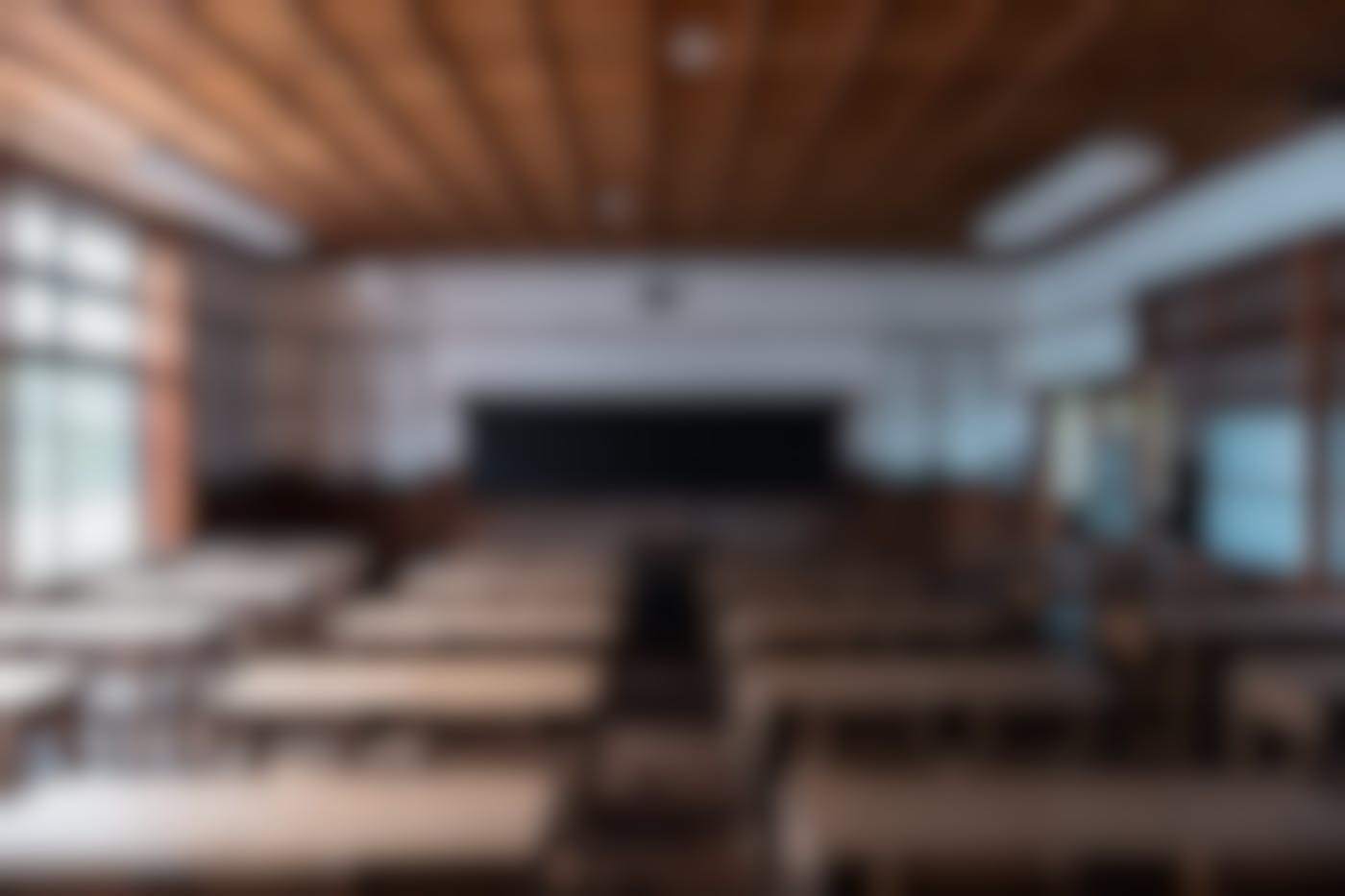 An empty Japanese school room