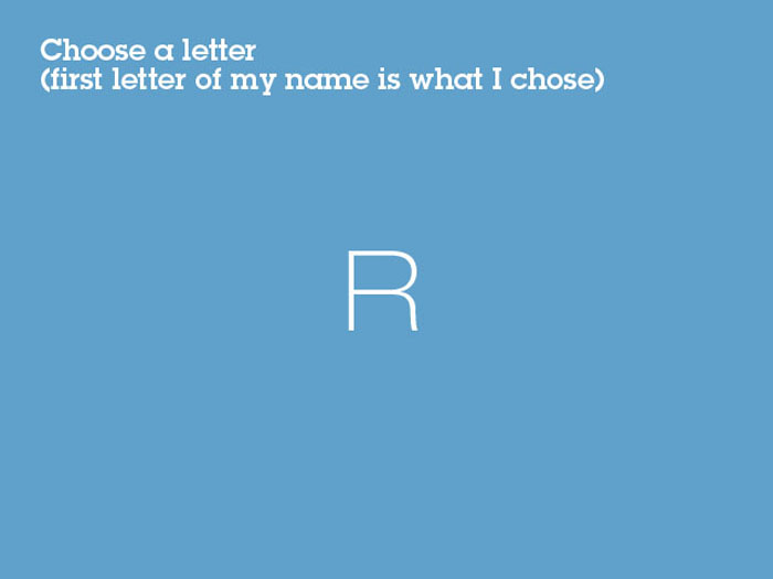 letter R on blue background