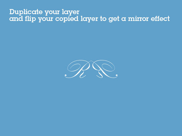 two cursive letter R's mirroring each other on blue background