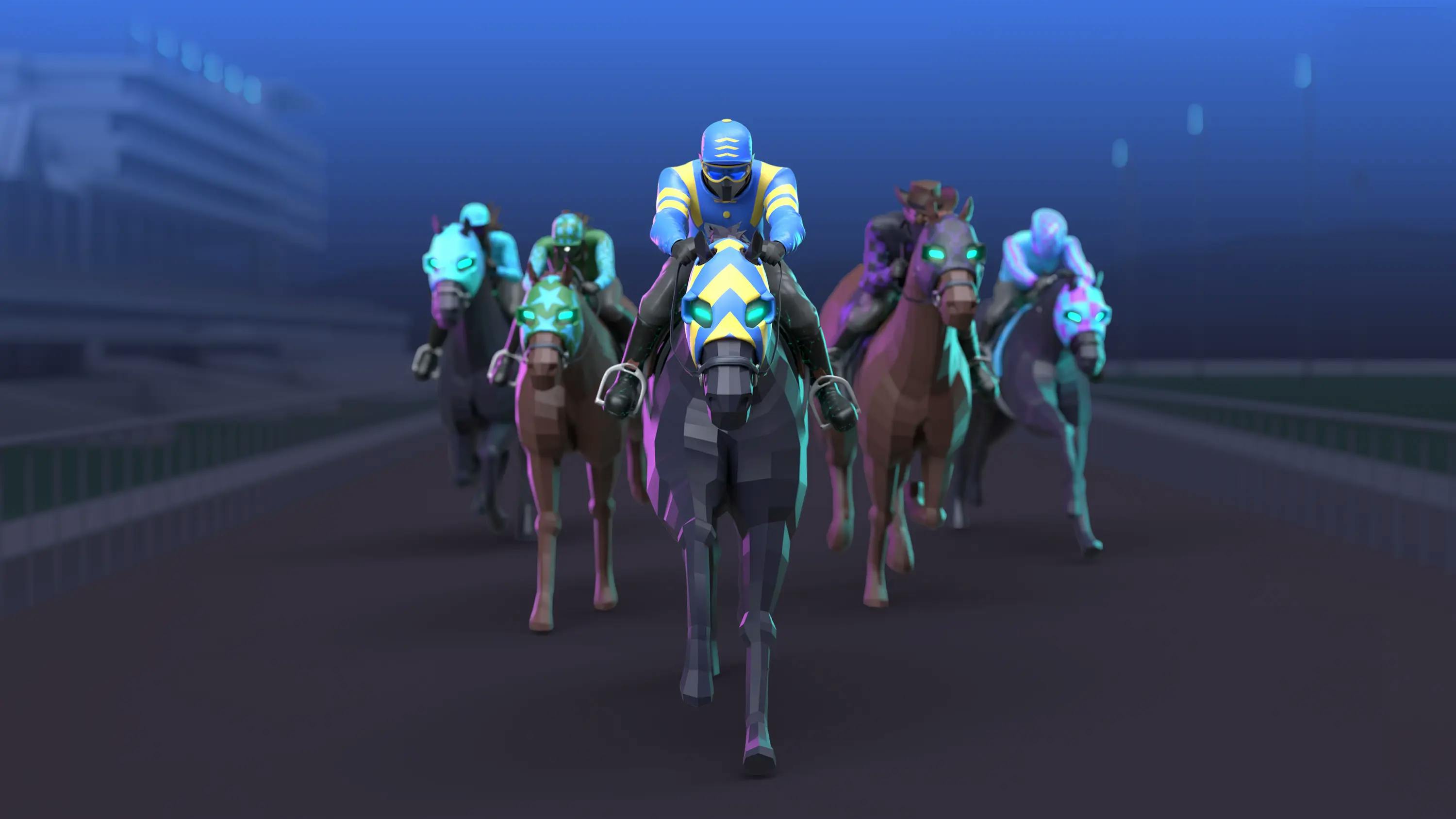 Silks Cover for Web3 NFT launch with virtual horses and jockeys