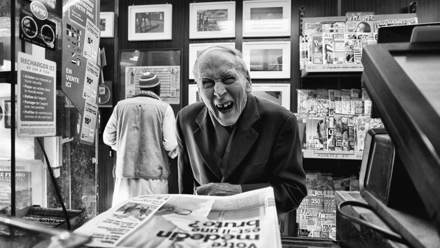 A customer at the check-out in a shop