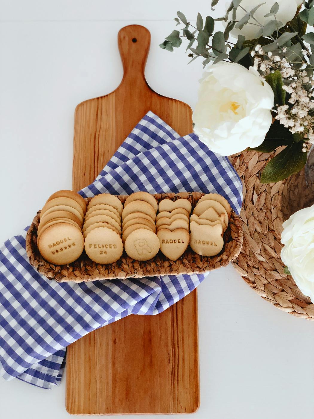  Tray of cookies with people's names baked in them