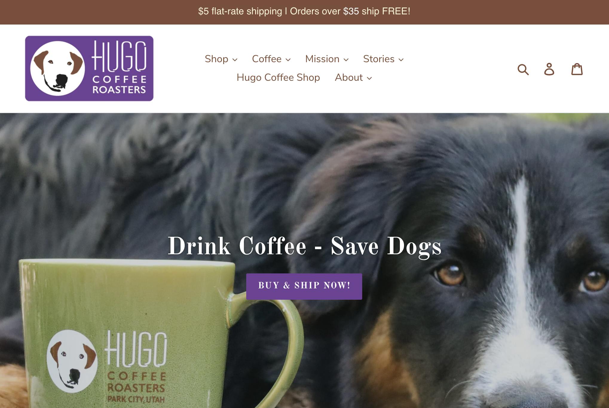 Hugo Coffee Roasters - Shop Screengrab