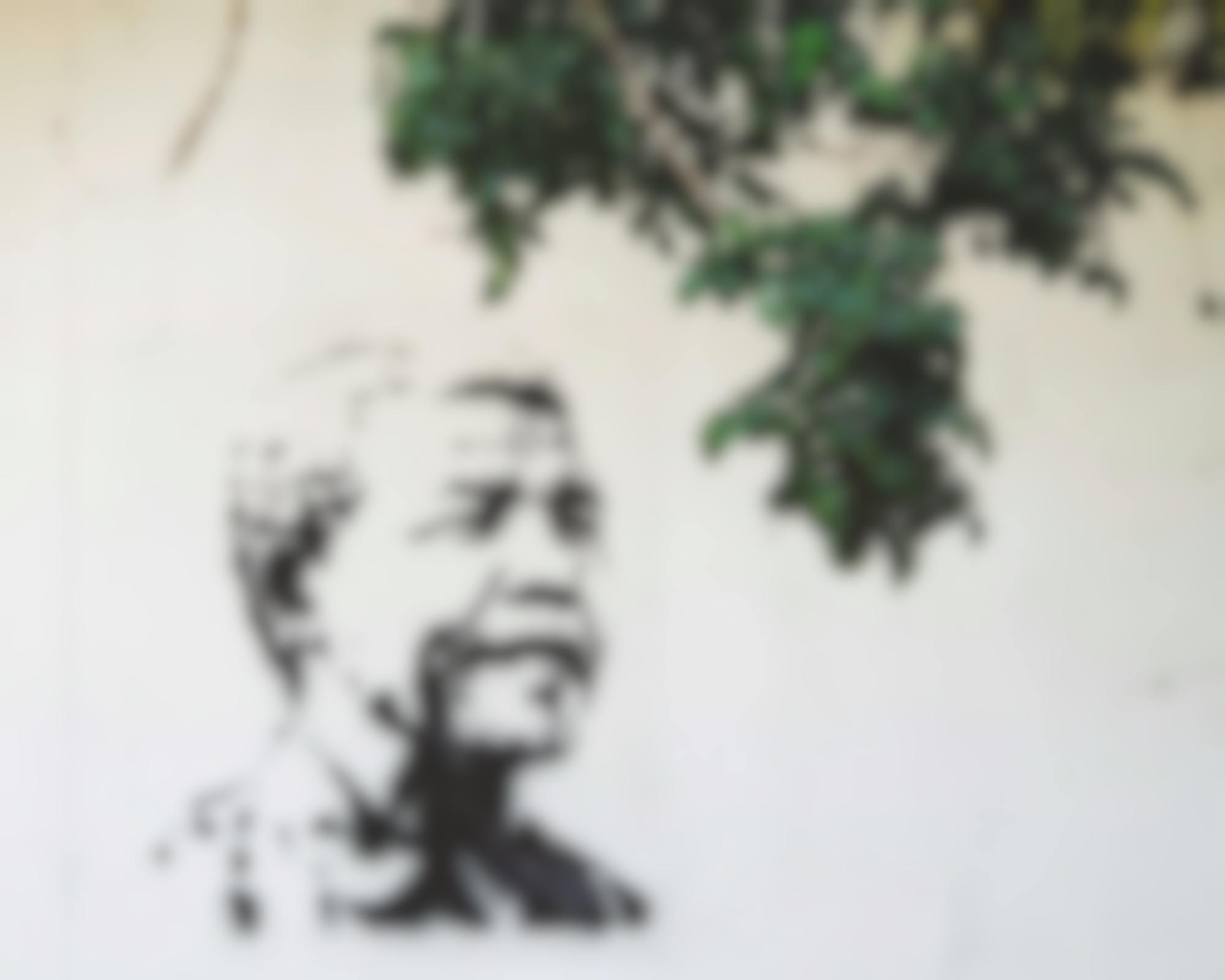 A street art painting of Nelson Mandela on a wall