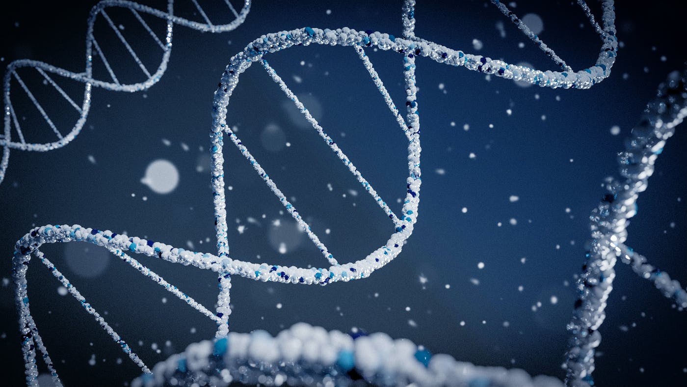 Strands of blue and white DNA