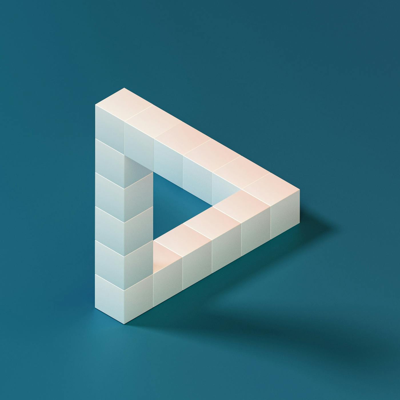 cubes forming and optical illusion of a triangle