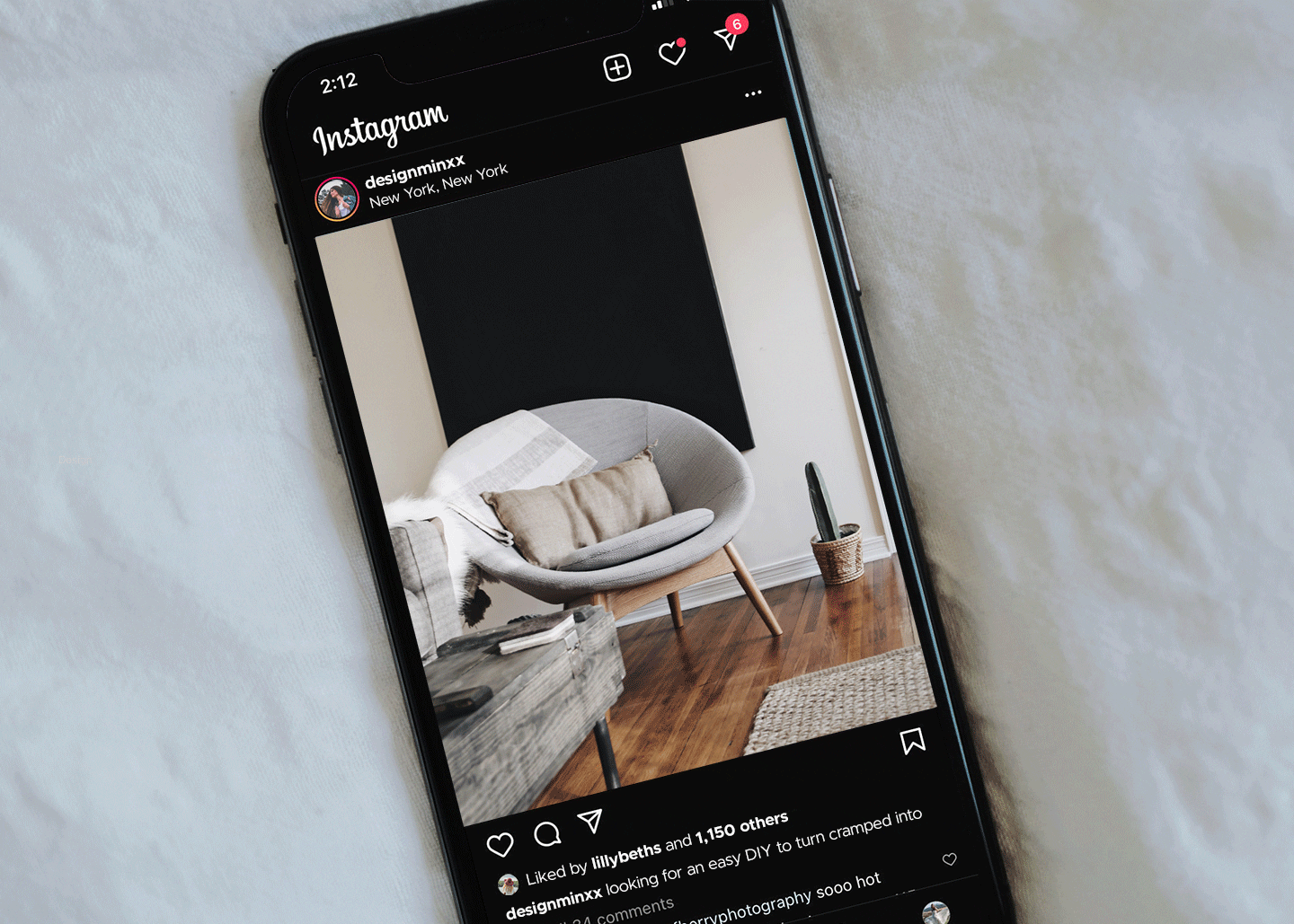 Interior design Instagram post gaining likes