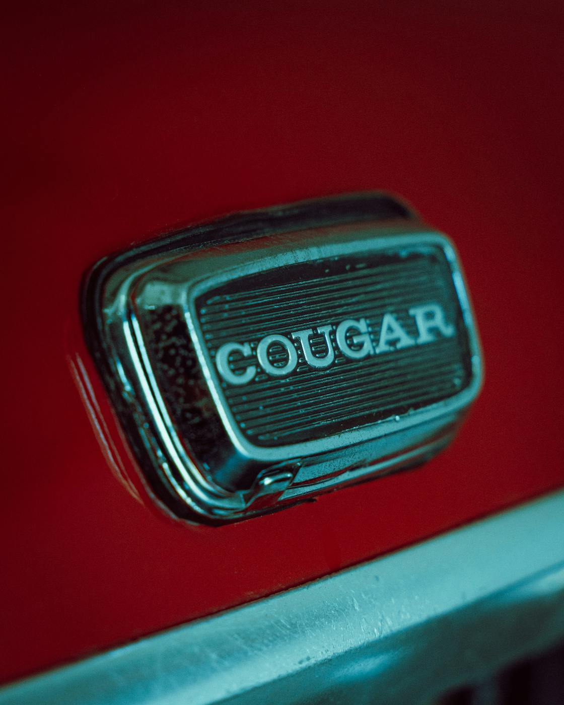 A tag on a car reading Cougar