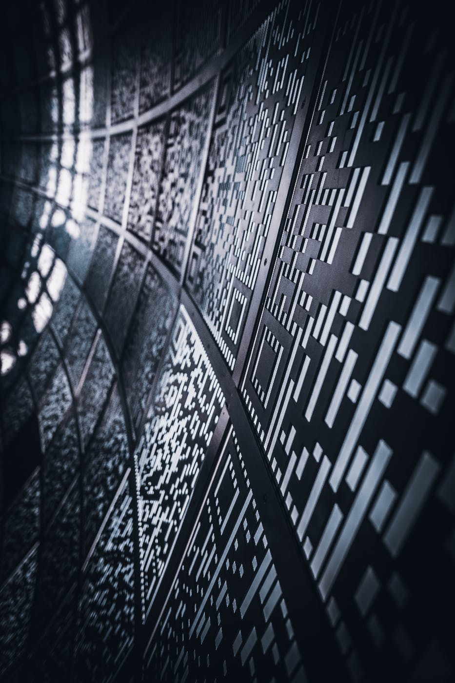 extreme close-up of QR codes