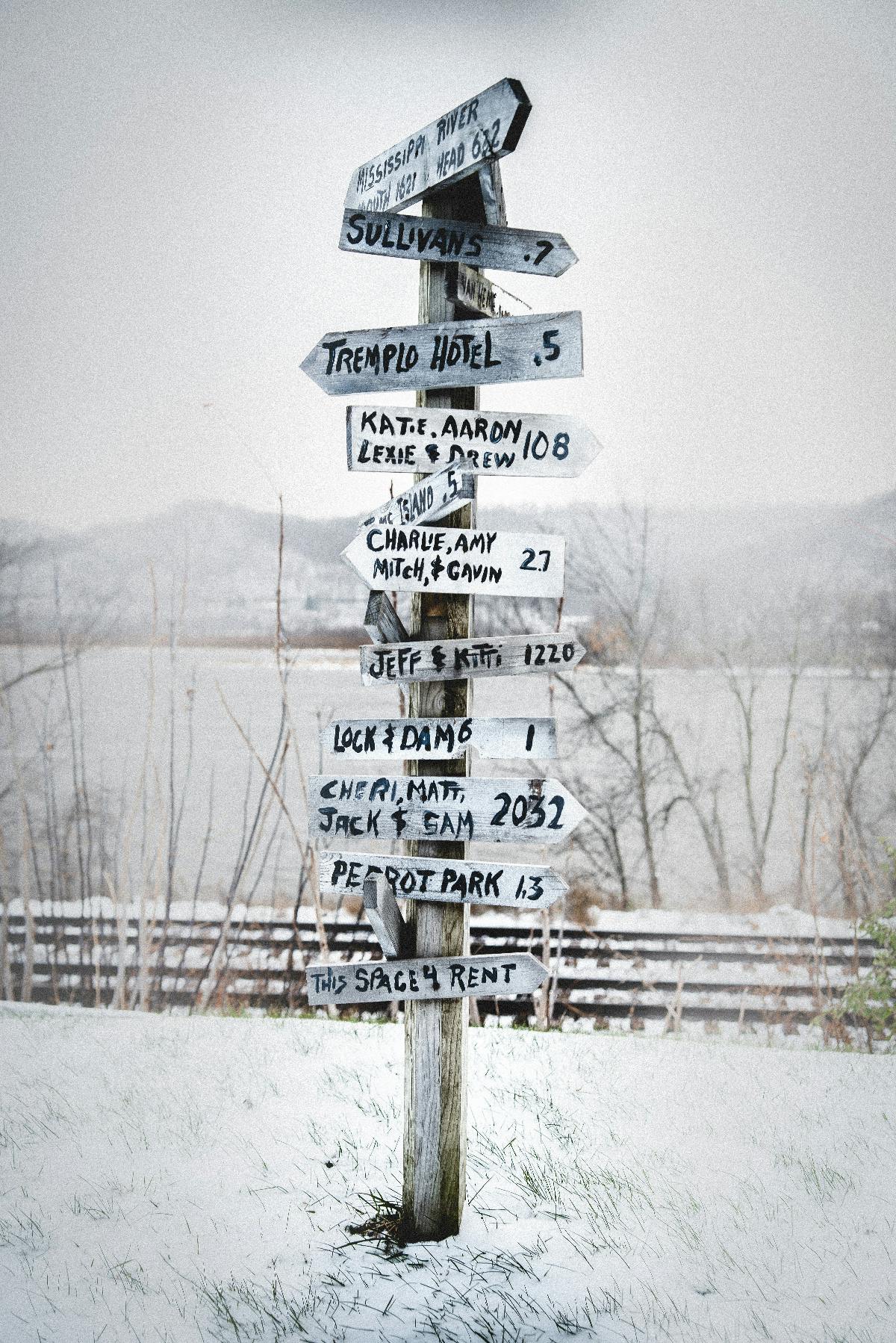 A post with a huge number of arrows pointing to different locations.