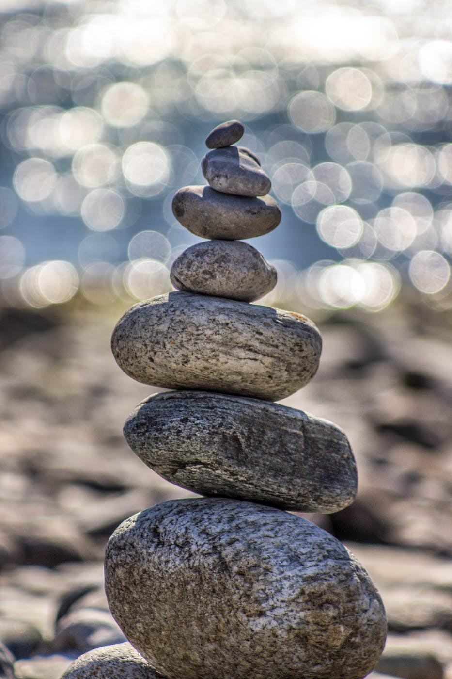 A cairn of grey stones