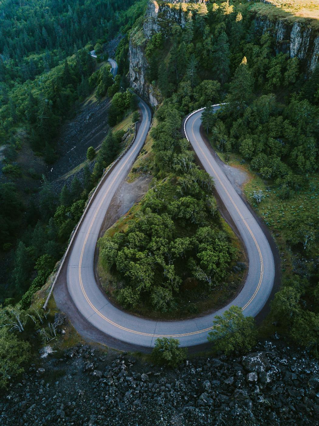 a road with a huge curve