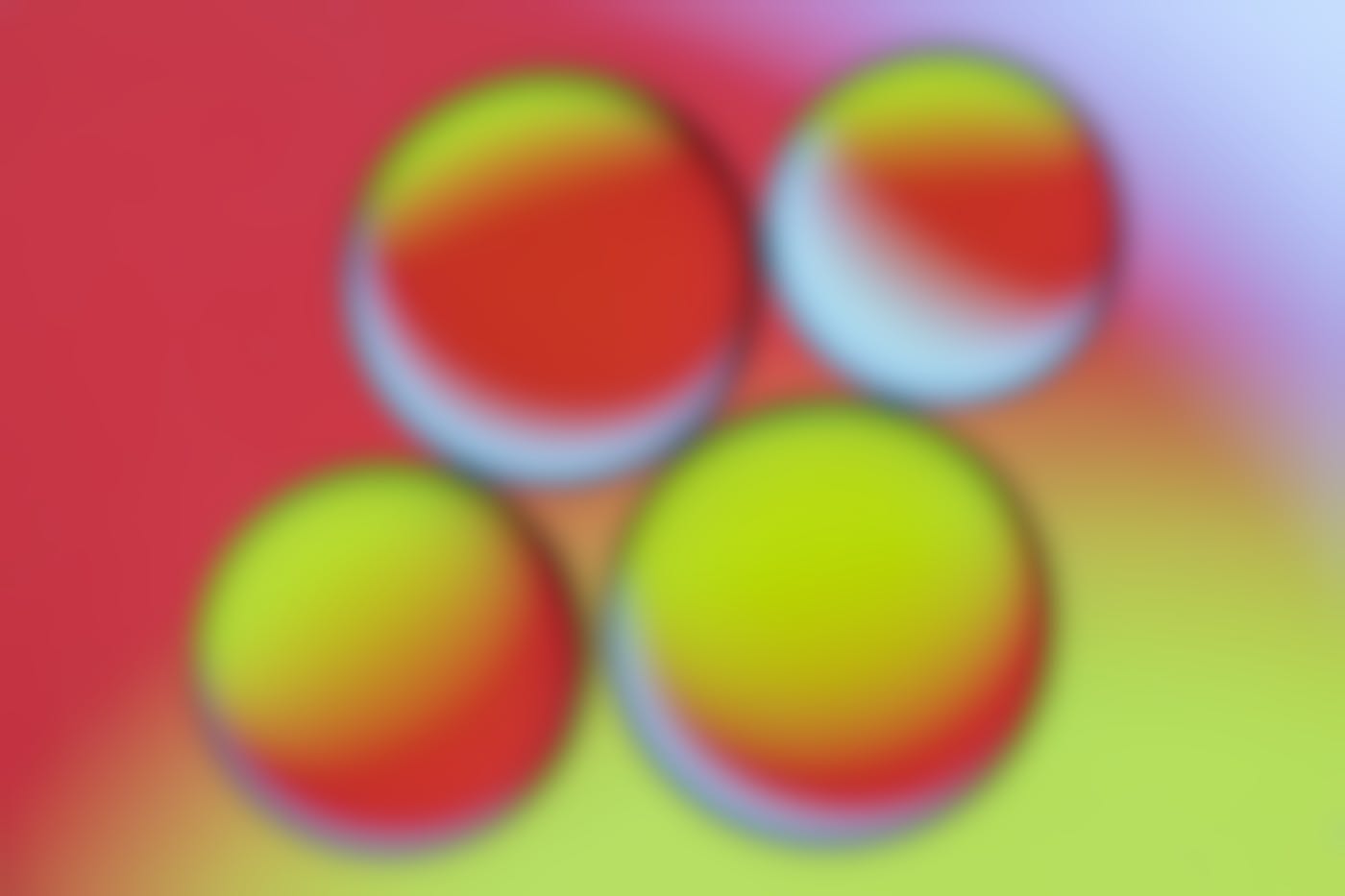 four circles filled with Newtonian fluids