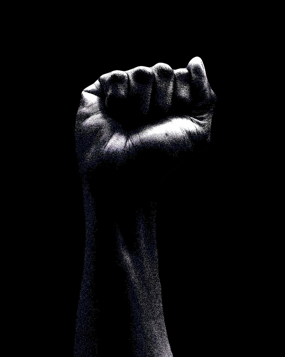 A raised, clenched fist