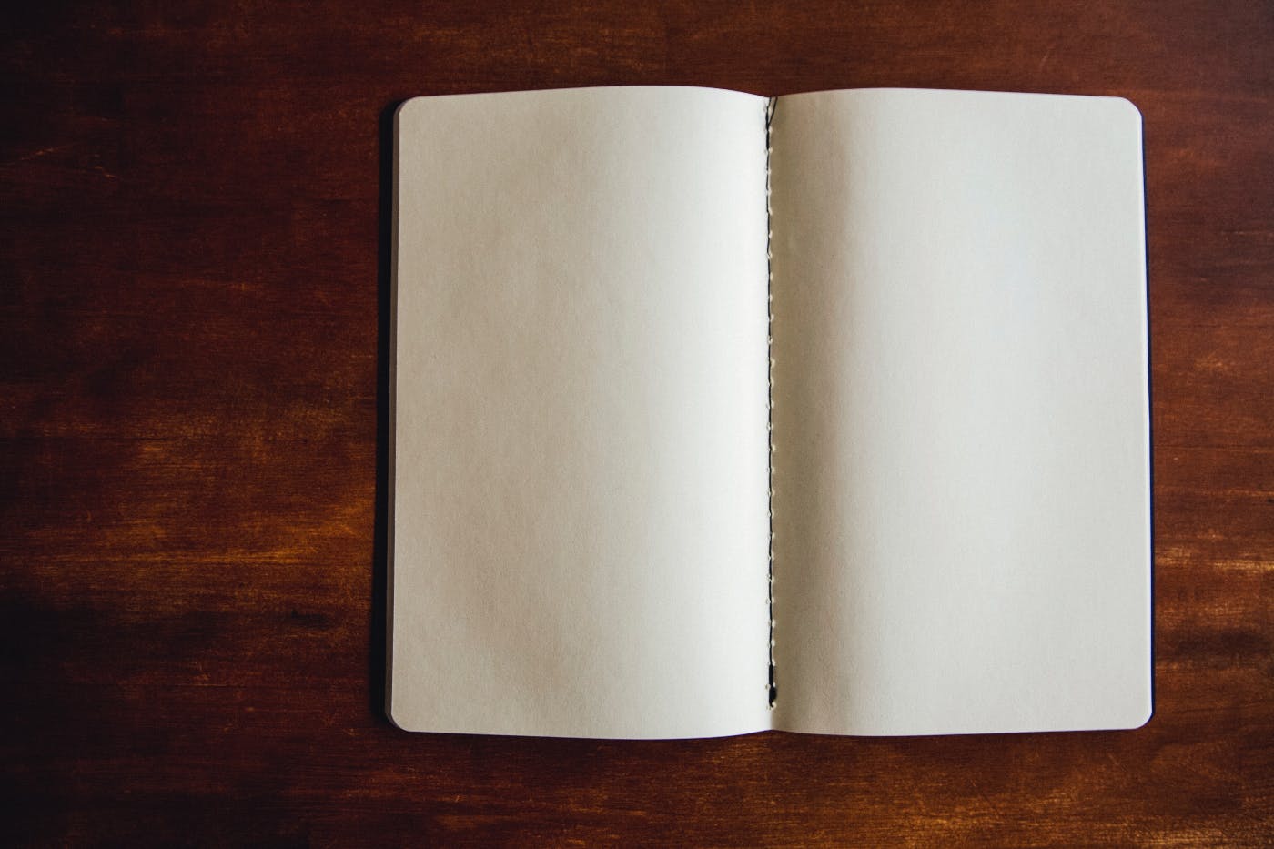 an open journal with blank pages