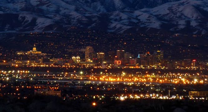 downtown salt lake city at night