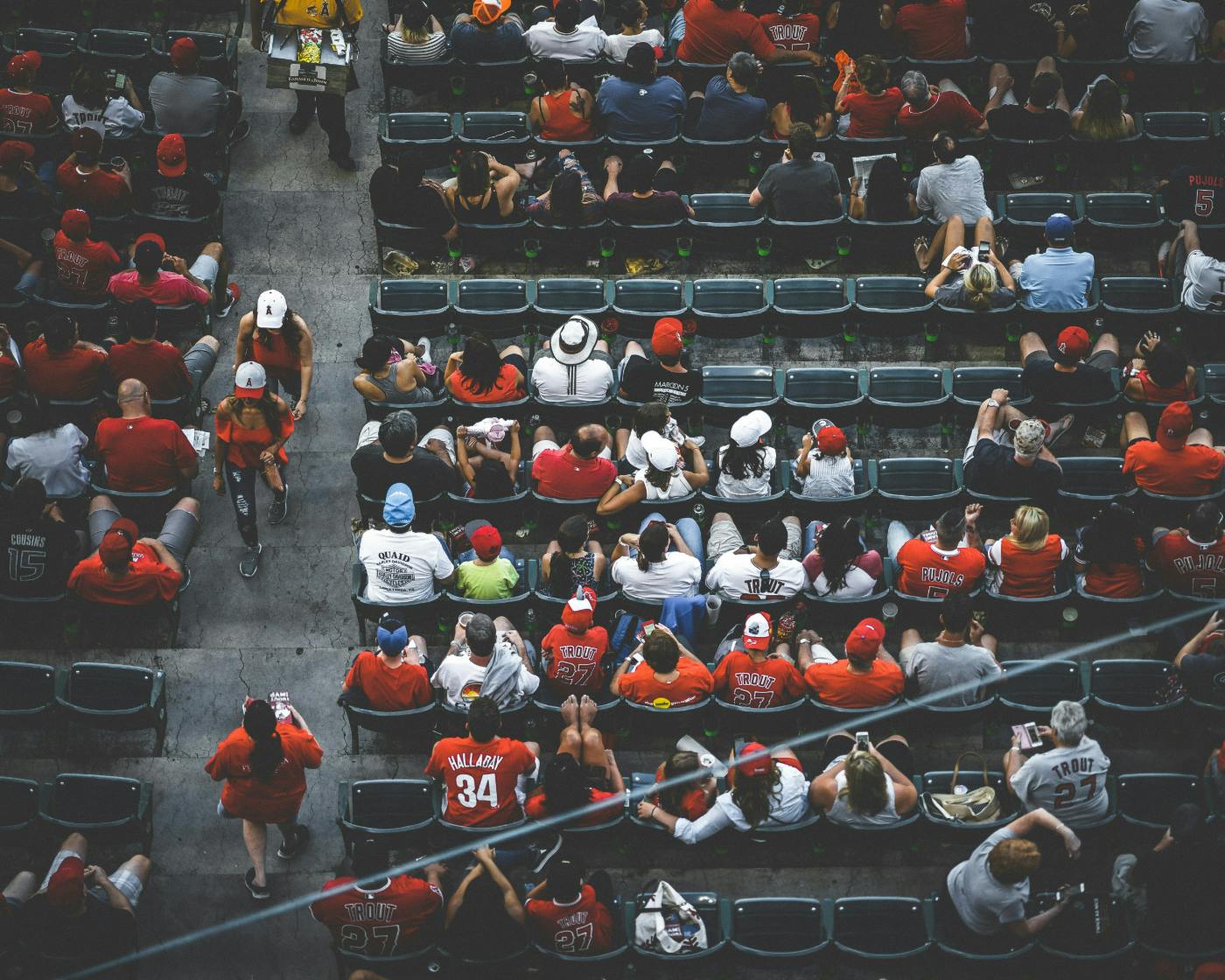 An LA Dodgers game, sparse number of fans