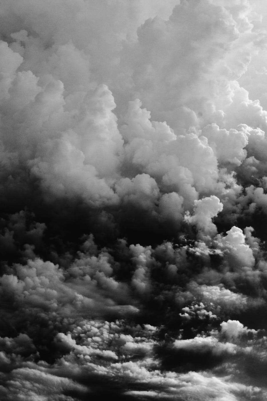 Gray scale image of storm clouds rolling