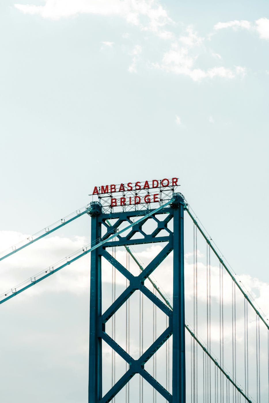 The top of the Ambassador Bridge in Ontario, Canada