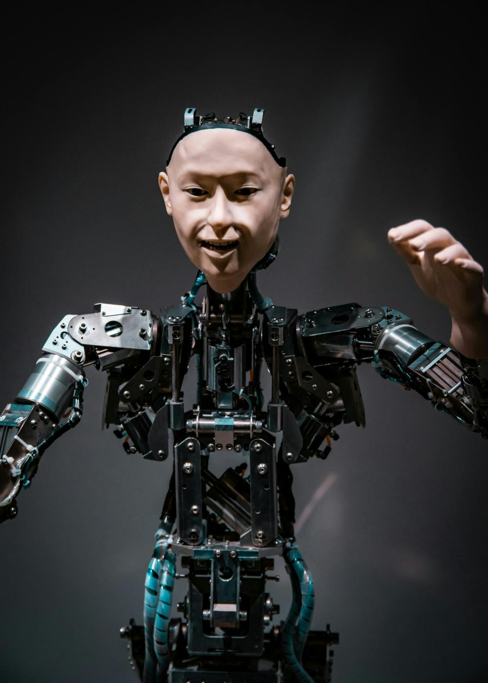 a robot with a human skin-like face