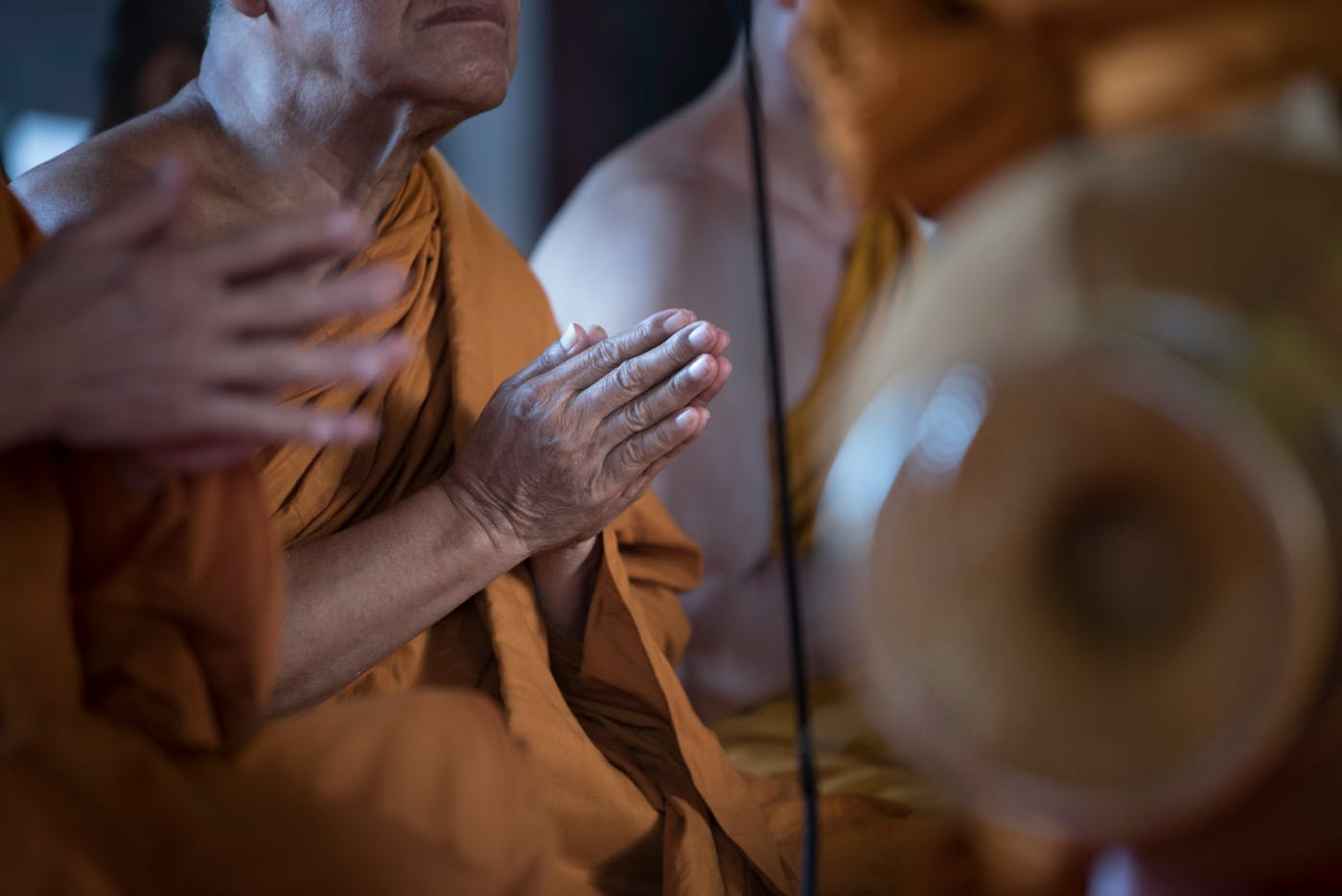 A Buddhist monk in prayer