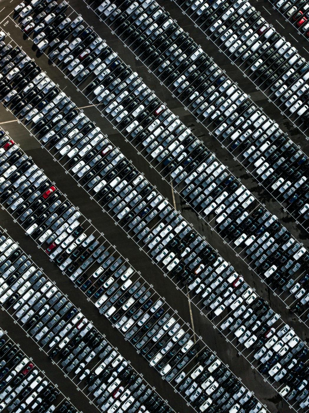 Arial view of a jam packed parking lot