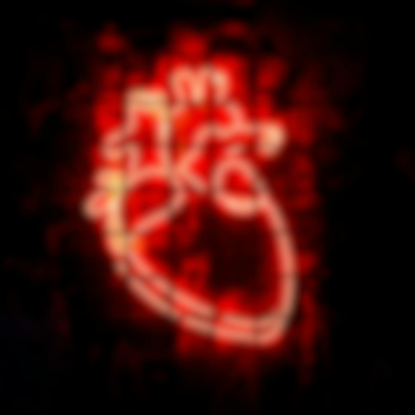 An outline of a human heart in red neon in a cage