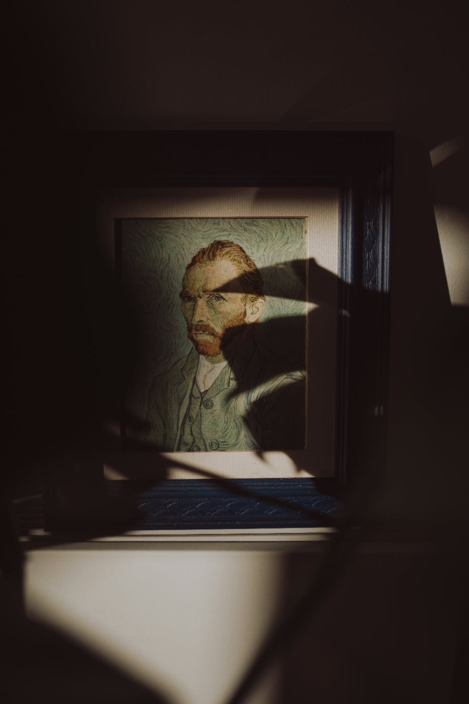 A self portrait of Van Gogh in heavy shadows