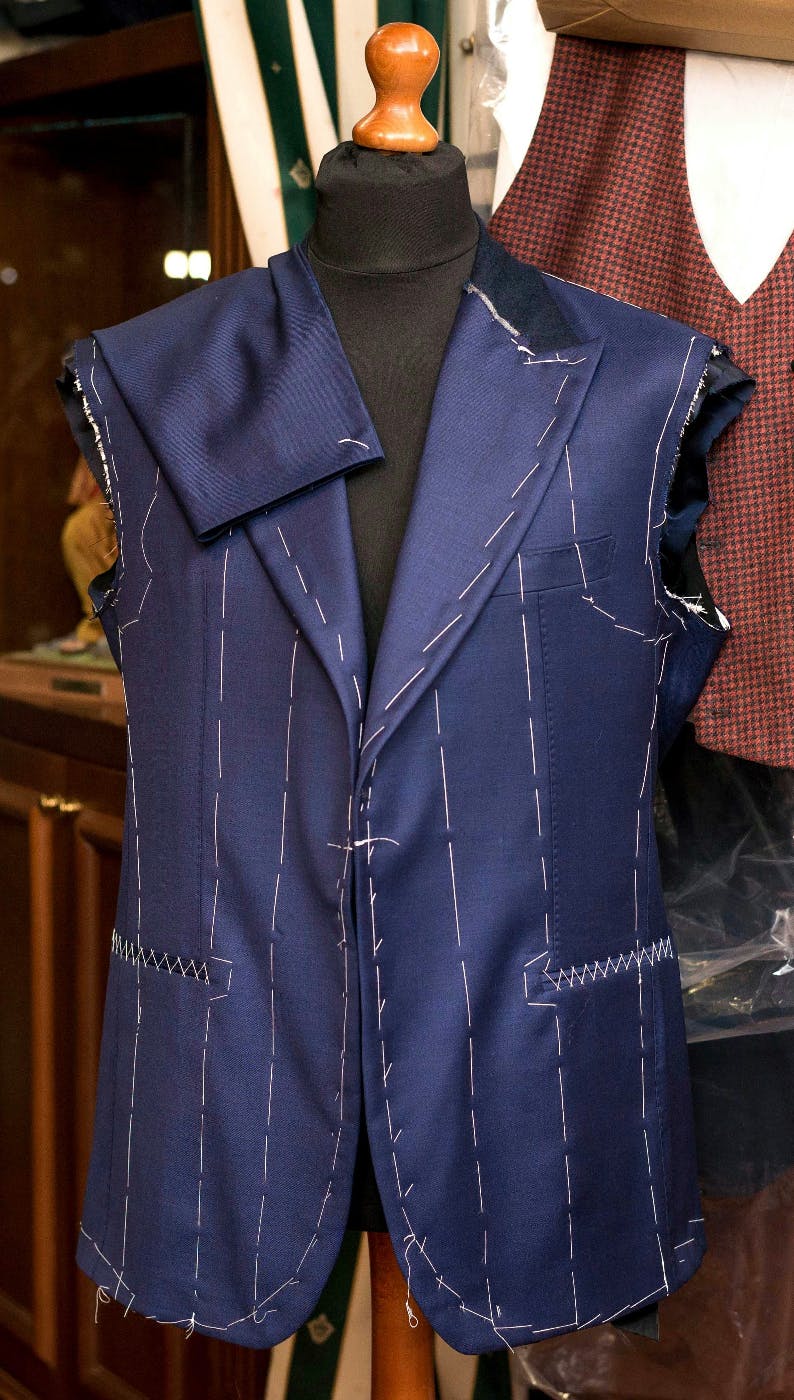 A bespoke suit being made