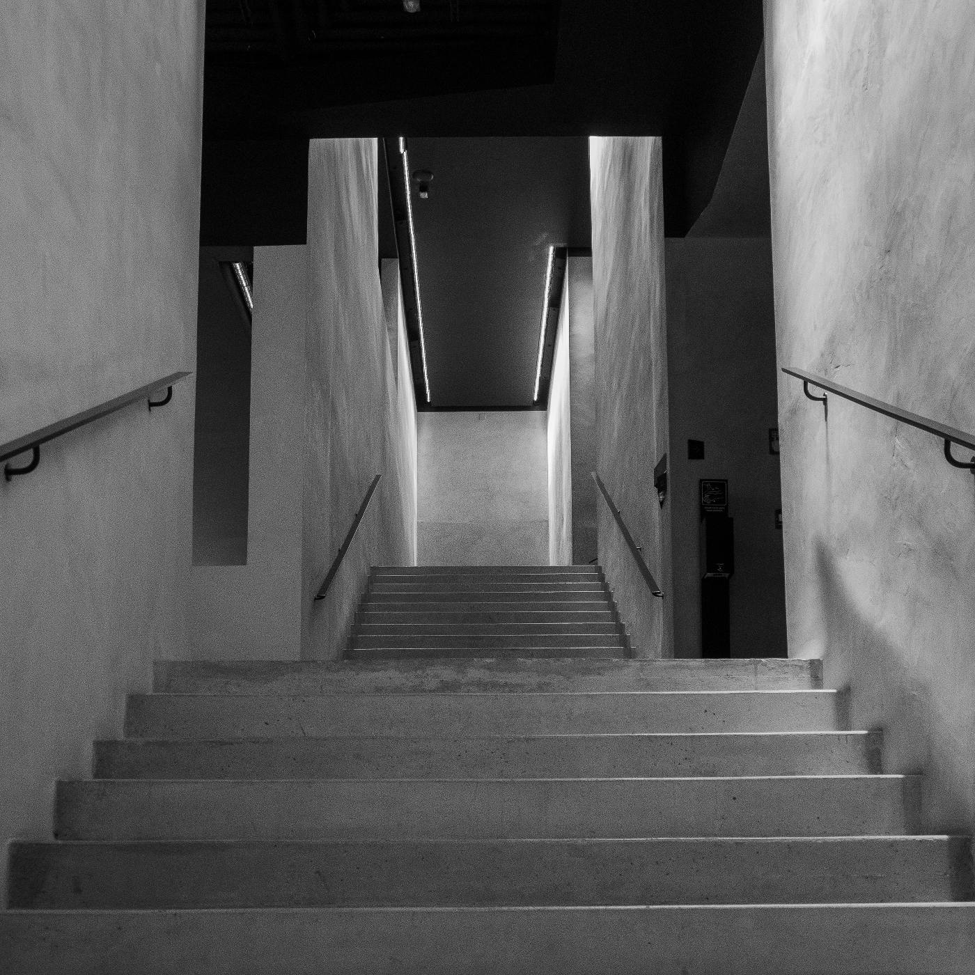 Black and white image of a staircase