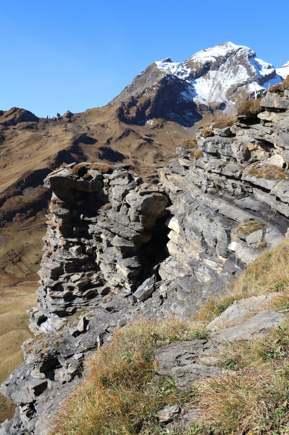 Rock formations on the side of a mountain