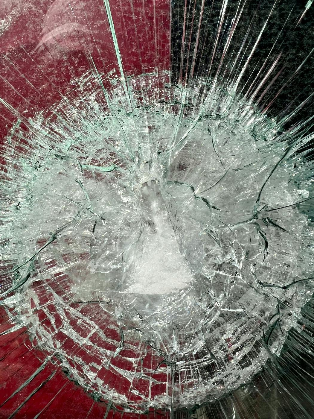 close up of a shattered pane of glass