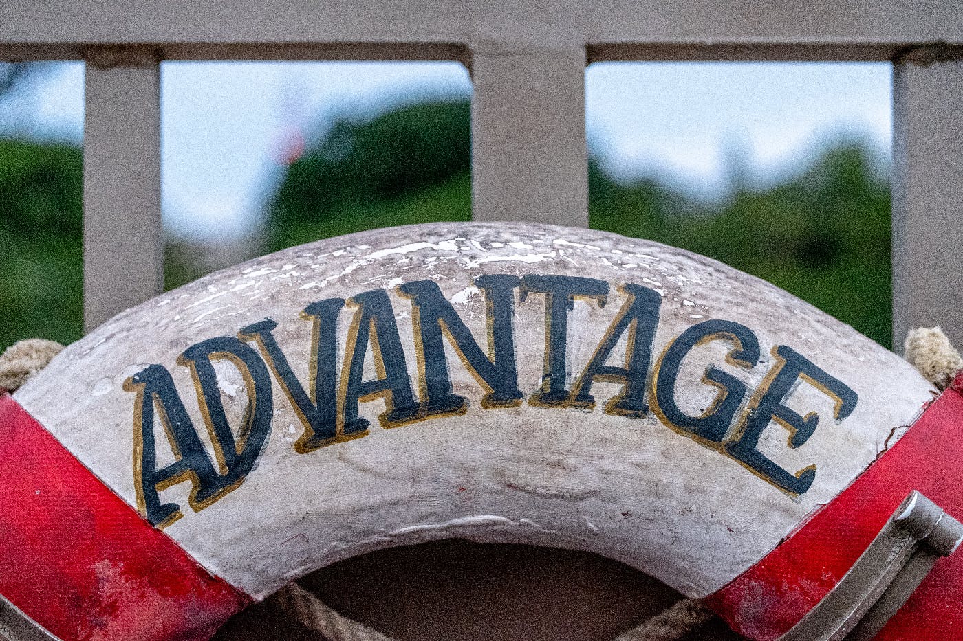 A life perserver with the word Advantage written on it