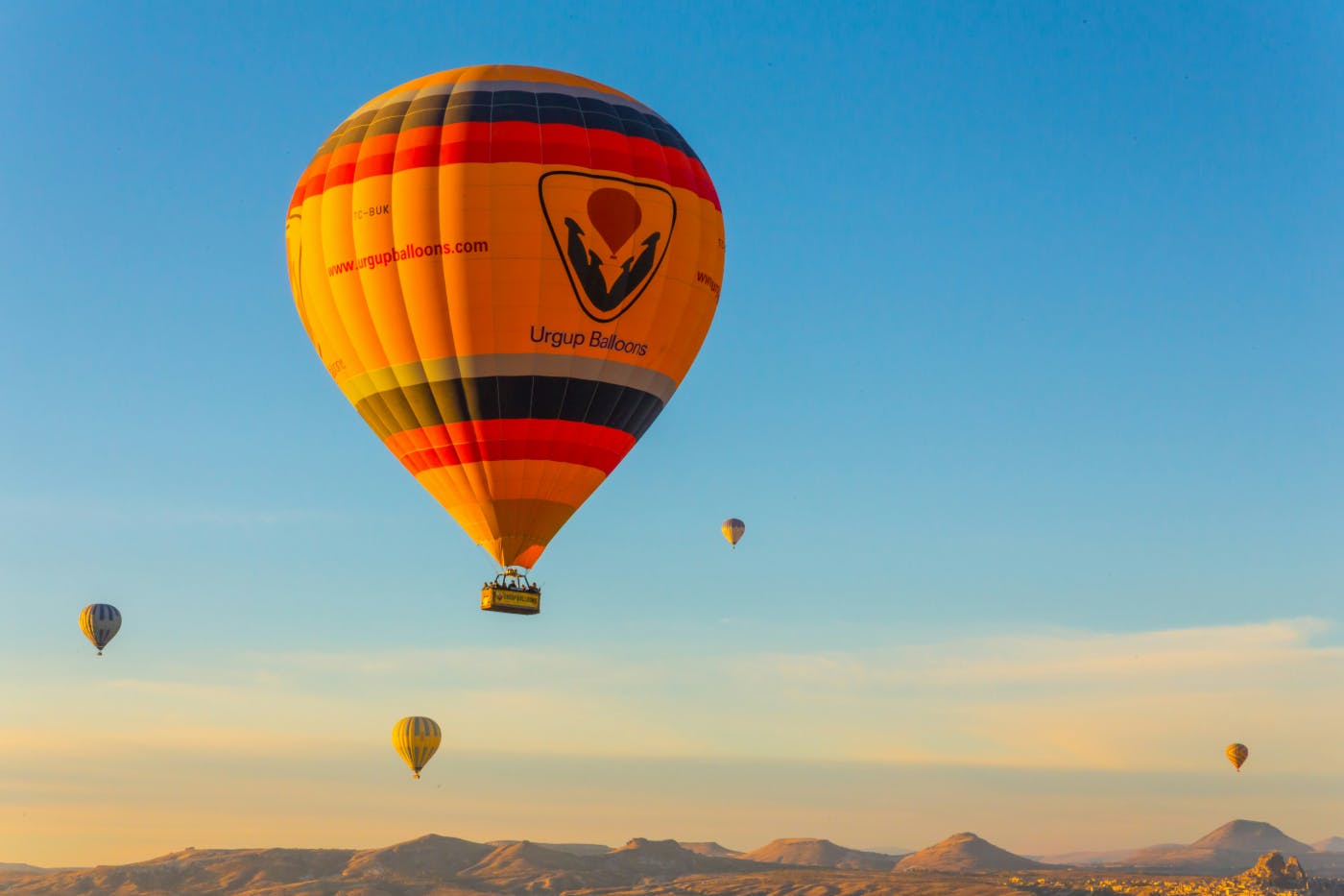aerial view of hot air balloons in flight