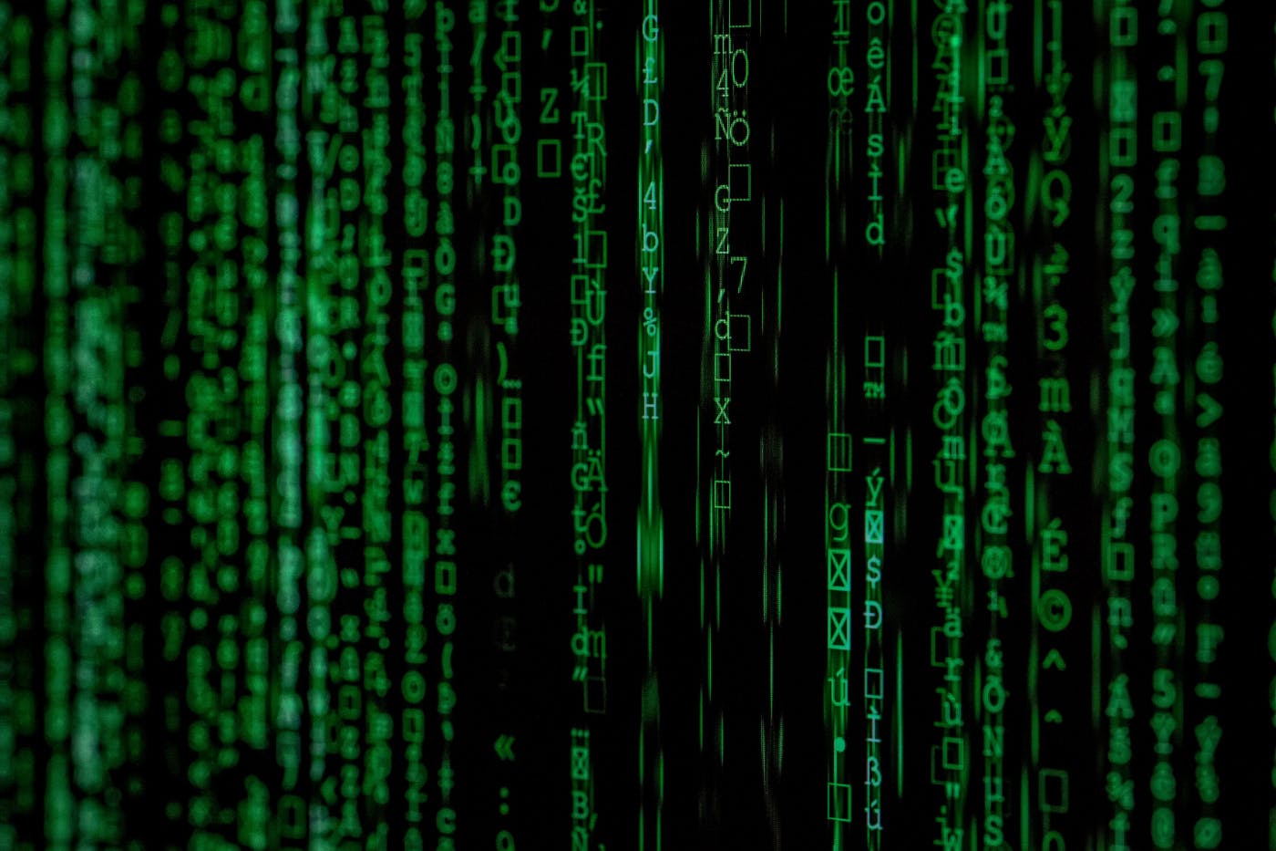 A still from The Matrix movie of dripping green code